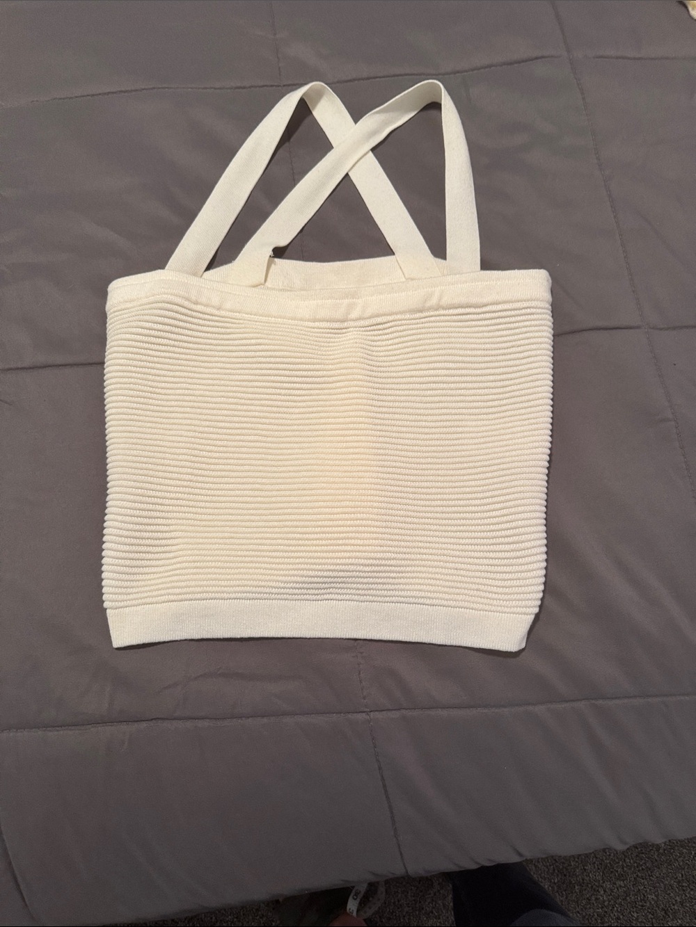 Lole Ribbed Knit Cream Cropped Tank Top